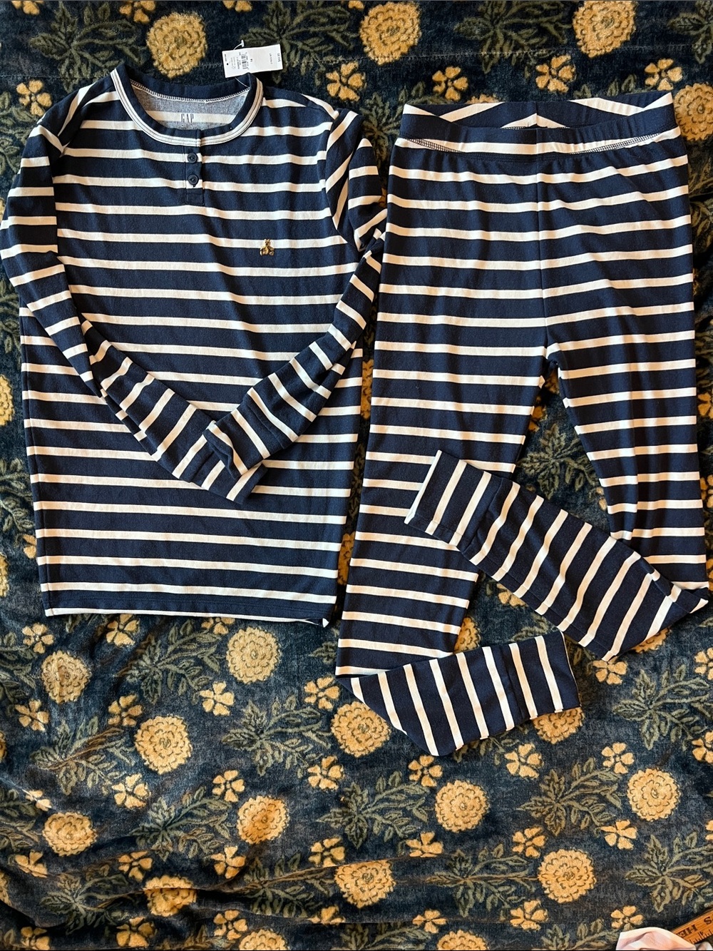 GAP Navy and White Striped Kids Pajama Set - Long Sleeve Top & Pants